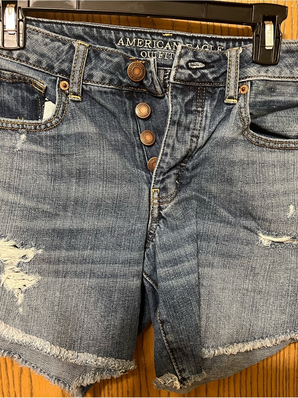 American Eagle Outfitters Medium Wash Distressed Denim Shorts
